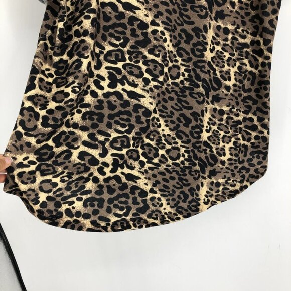 Amaryllis  Cheetah Print Short Cuffed Sleeve Round Neck Shirt size 1x - Picture 10 of 15